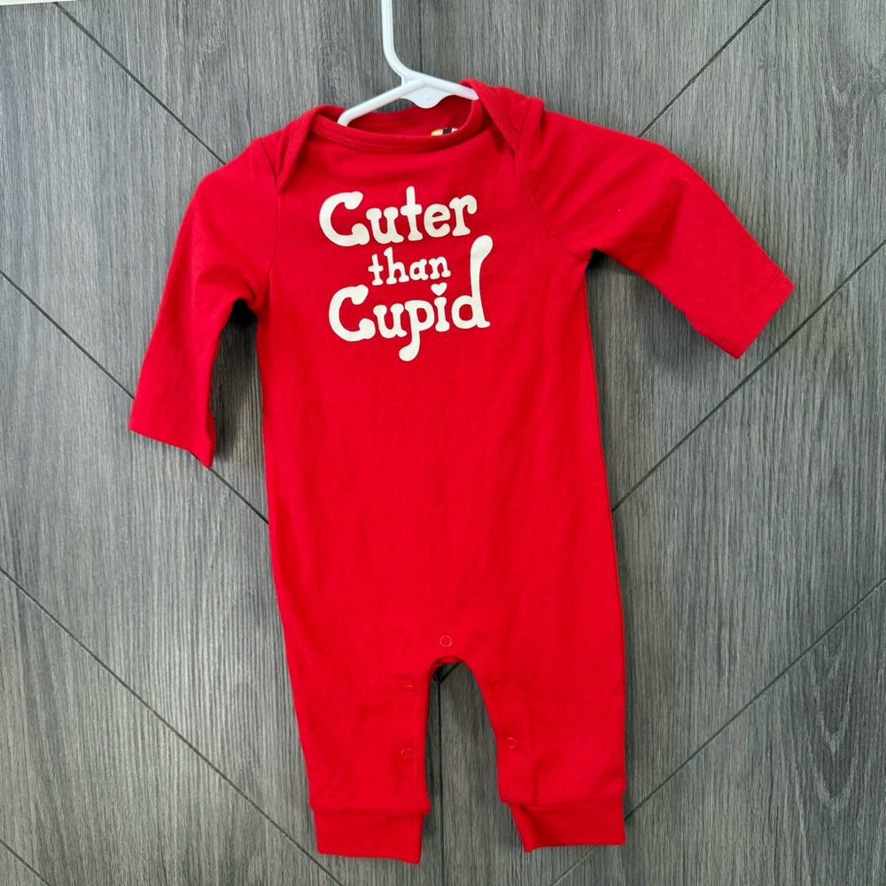 Cat & Jack Red Baby Onesie Cuter than Cupid Graphic